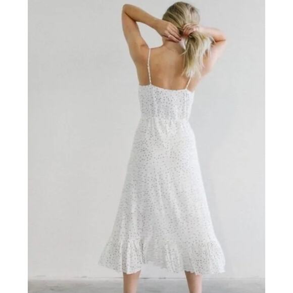 Rails Frida Ivory Speckled Ruffled Hem Dress Size Large - Picture 2 of 12